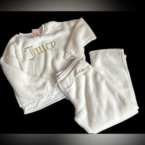 Juicy Couture Pajama Set Women’s Size Large Ivory Gold Logo Lounge Sleepwear NEW